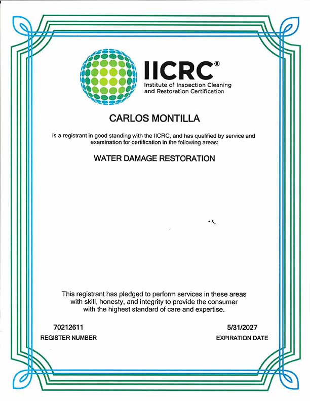 Carlos Montilla IICRC License